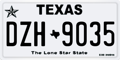 TX license plate DZH9035