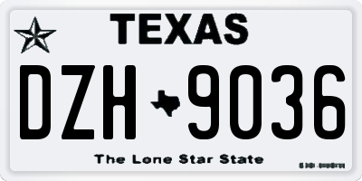TX license plate DZH9036