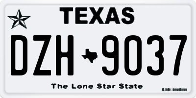 TX license plate DZH9037