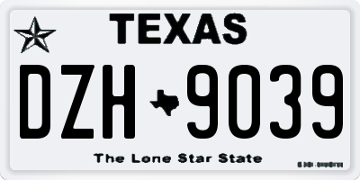TX license plate DZH9039