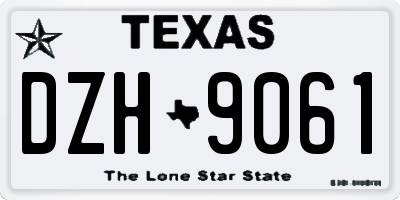 TX license plate DZH9061