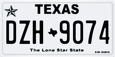 TX license plate DZH9074