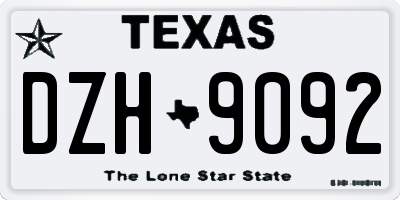 TX license plate DZH9092