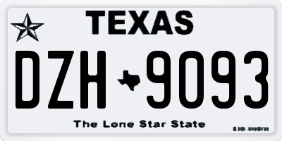 TX license plate DZH9093