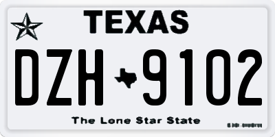 TX license plate DZH9102