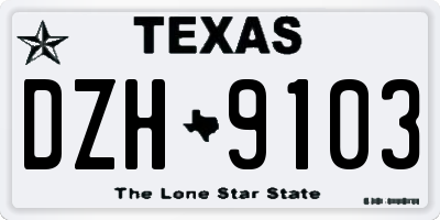 TX license plate DZH9103