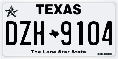 TX license plate DZH9104
