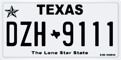 TX license plate DZH9111