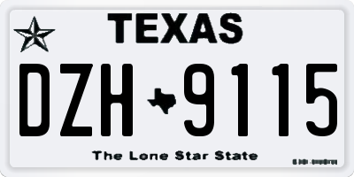 TX license plate DZH9115