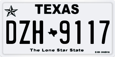 TX license plate DZH9117