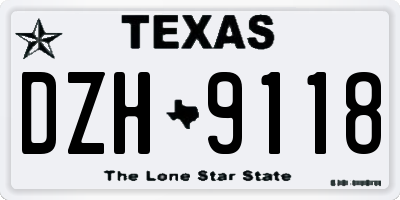 TX license plate DZH9118