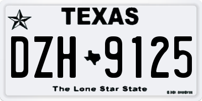 TX license plate DZH9125