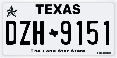 TX license plate DZH9151