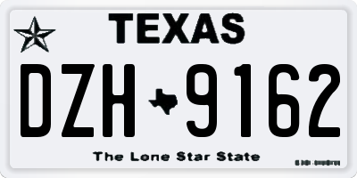 TX license plate DZH9162