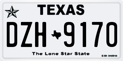 TX license plate DZH9170