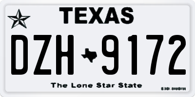TX license plate DZH9172