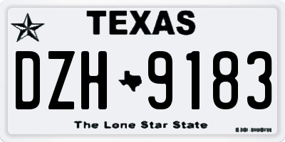 TX license plate DZH9183