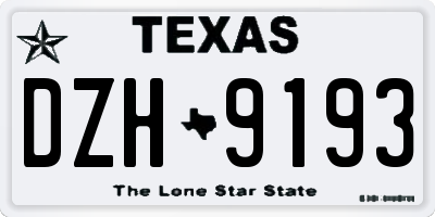 TX license plate DZH9193