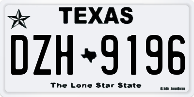 TX license plate DZH9196
