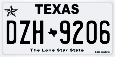 TX license plate DZH9206