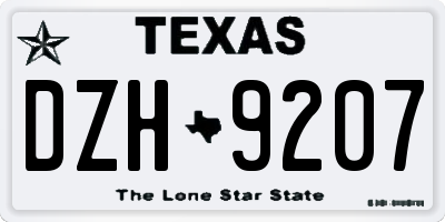 TX license plate DZH9207