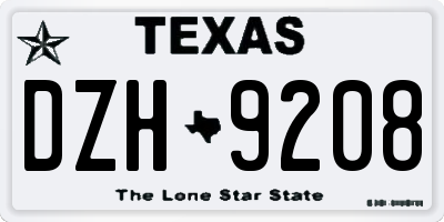 TX license plate DZH9208