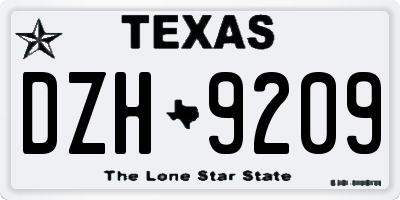TX license plate DZH9209