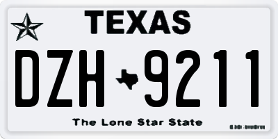 TX license plate DZH9211