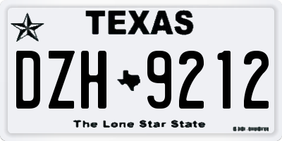 TX license plate DZH9212