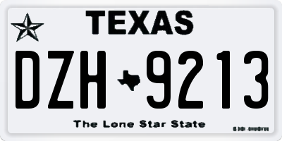 TX license plate DZH9213