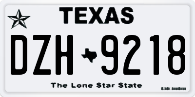 TX license plate DZH9218