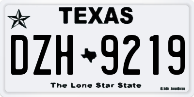 TX license plate DZH9219