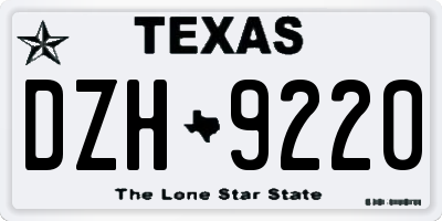 TX license plate DZH9220