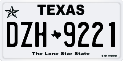 TX license plate DZH9221