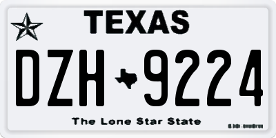 TX license plate DZH9224