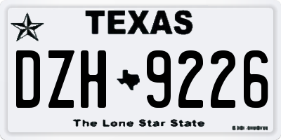 TX license plate DZH9226