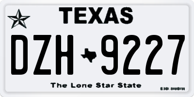 TX license plate DZH9227