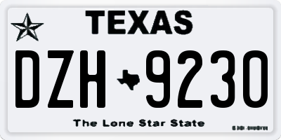 TX license plate DZH9230