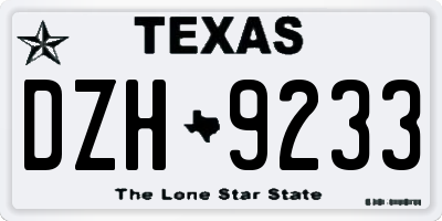 TX license plate DZH9233