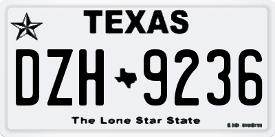TX license plate DZH9236