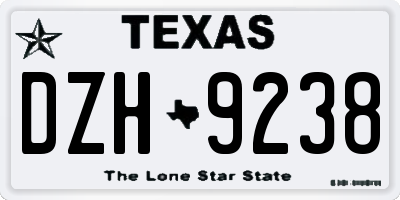 TX license plate DZH9238