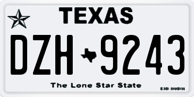 TX license plate DZH9243