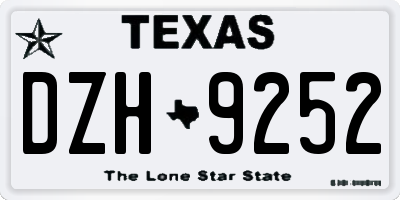 TX license plate DZH9252