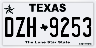 TX license plate DZH9253