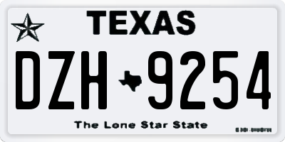 TX license plate DZH9254