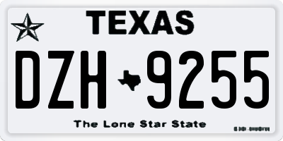 TX license plate DZH9255