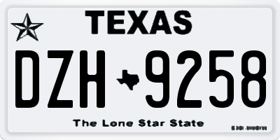 TX license plate DZH9258