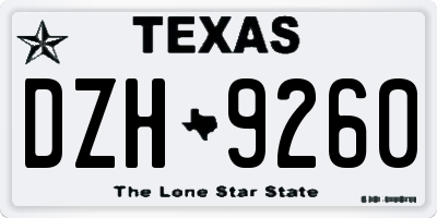 TX license plate DZH9260