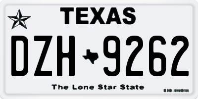 TX license plate DZH9262