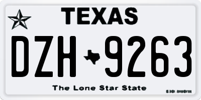 TX license plate DZH9263
